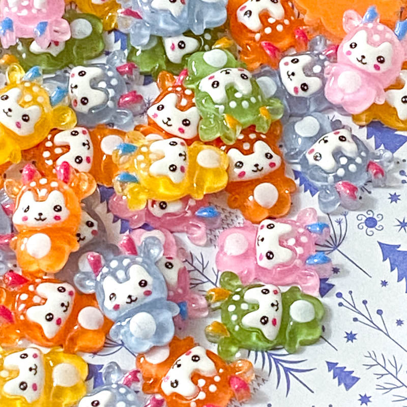 acrylic resin baby kawaii deer flatback flat back fb fbs embellishment christmas festive pretty cute craft supplies yellow orange blue pink green uk