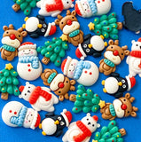 festive christmas resin fb flatback flat back fbs embellishment craft supplies uk reindeer rudolph tree polar bear red scarf snowman blue penguin penguins santa hat