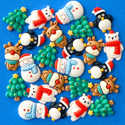 festive christmas resin fb flatback flat back fbs embellishment craft supplies uk reindeer rudolph tree polar bear red scarf snowman blue penguin penguins santa hat