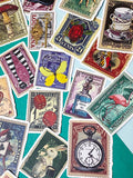 alice in wonderland vintage style retro original illustration illustrations stamp stamps sticker stickers postage matte big large planner supplies stationery uk pack set