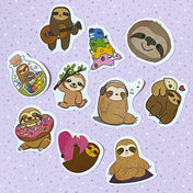 cute kawaii sloth sloths sticker stickers die cuts glossy pack uk stationery planner addict shop supplies colourful fun kids 