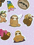 cute kawaii sloth sloths sticker stickers die cuts glossy pack uk stationery planner addict shop supplies colourful fun kids