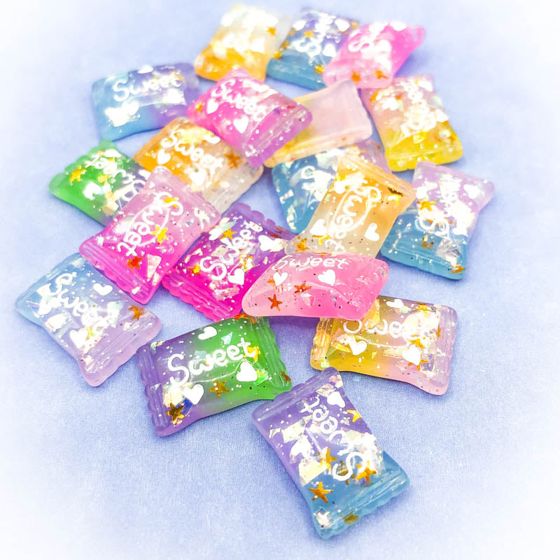 Sweet Super Glittery Resin Flat Back 16mm BUNDLE of 7