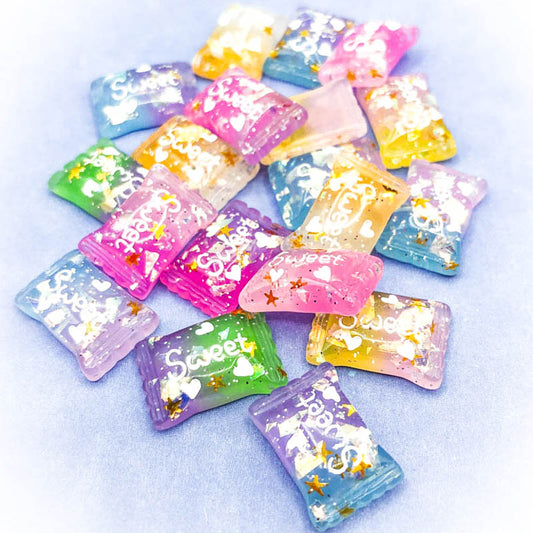 Sweet Super Glittery Resin Flat Back 16mm BUNDLE of 7