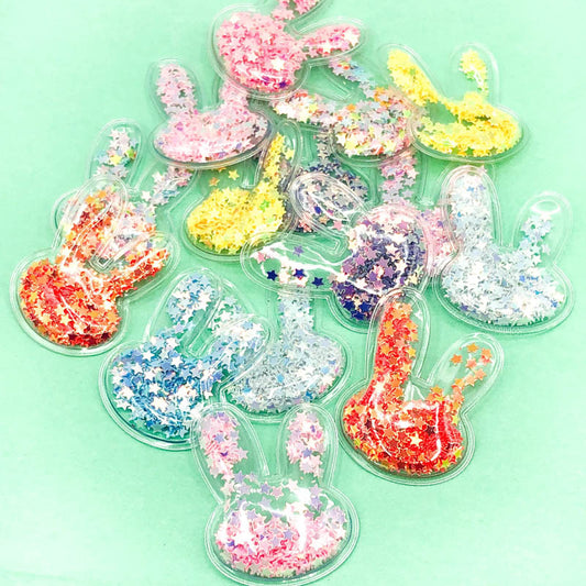 Bunny Rabbit Head Clear Sequin Star Shakers 38mm SET of 4