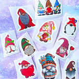 adorable gnome gnomes sticker stickers die cuts set of 10 cute kawaii gonk gonks stationery uk fun festive christmas love heart hearts
