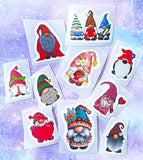 adorable gnome gnomes sticker stickers die cuts set of 10 cute kawaii gonk gonks stationery uk fun festive christmas love heart hearts