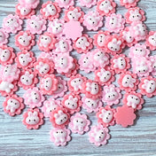 small little mini flower floral bunny rabbit rabbits flatback fb fbs pink pale mid round cute kawaii craft supplies uk white rabbits