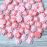 small little mini flower floral bunny rabbit rabbits flatback fb fbs pink pale mid round cute kawaii craft supplies uk white rabbits