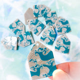 the wave waves ovean theme themed large big acrylic pendant pendants charm charms turquoise teal emerald green blue grey water uk craft supplies cute kawaii