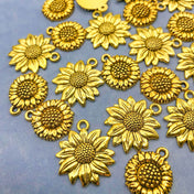 Golden Sunflower Metal Charm -2 styles
