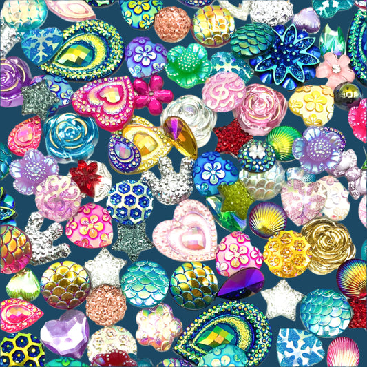 Bundle of 50 Mixed Sparkly AB Flat Backs
