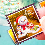 large big stamp stamps sticker stickers foil foiled christmas festive packaging square 40mm snowman snowmen tree trees penguin holo holographic foil uk stationery supplies shop