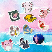 axolotl sticker stickers axolotyls cute kawaii die cut cuts stationery uk shop pretty planner supplies animal animals ocean fun set