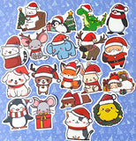 festive christmas animal animals large sticker stickers laptop decal decals die cut matte big cat dog chick penguin frog hamster pig hedgehog corgi sheep rat mouse elephant whale dinosaur deer puppy fox uk cute kawaii stationery gift gifts stocking fillers
