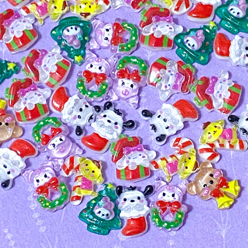 cute kawaii acrylic mini very small rfb fbs flat back flatback flatbacks uk cute craft supplies embellishments christmas festive dog puppy bear candy cane tree bunny wreath present rabbit  animal animals