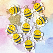 cute kawaii happy bee bees enamel charm pendant gold tone metal charms bumblebee honeybee bees uk craft supplies yellow black white wings