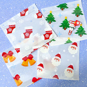 large big plastic re-sealable resealable re sealing sealsble bag slide top cello cellophane festive big large tree trees bell bells santa santas claus stocking stockings white cute kawaii gift gifts stationery packaging supplies uk