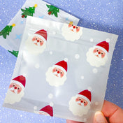large big plastic re-sealable resealable re sealing sealsble bag slide top cello cellophane festive big large tree trees bell bells santa santas claus stocking stockings white cute kawaii gift gifts stationery packaging supplies uk