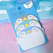 cute kawaii penguin penguins three layer trio triple memo pad pads sticky note notes memos uk stationery gift gifts stocking filler fillers blue green grey planner supplies