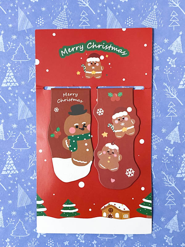 merry christmas festive bookmark book mark marks bookmarks dup pack set festive christmas fun pretty cute kawaii stocking filler fillers gifts uk gift present santa snowman snowmen bunny rabbit gingerbread man men two magnetic double sided
