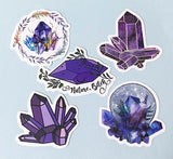 crystal crystals gem gems gemstone laptop decorative sticker stickers pack packs cute kawaii uk stationery magic magical pink lilac moon