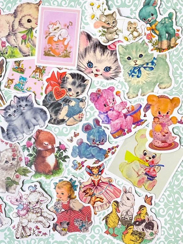 cute kawaii kitsch retro animal animals laptop glossy sticker stickers set bundle cat cats lamb lambs dog dogs deer bunny rabbit rabbits pretty girl girls uk stationery planner supplies addict bear bears pastel colours big large decorative