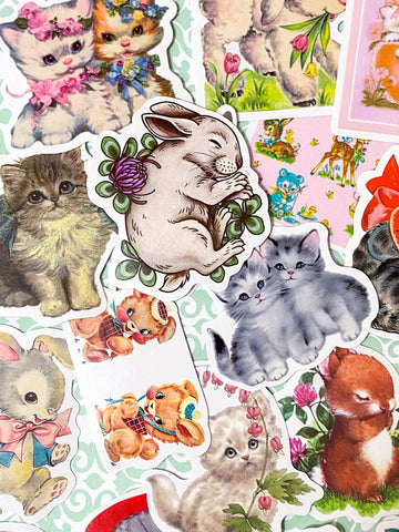 Retro Kawaii Girl Stickers, Cute Stickers, Animal Stickers