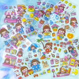 square small mini clear plastic pet sticker PET stickers sheet pack of 10 100 mixed cute kawaii stationery girl girls pink bunny bunnies rabbit rabbits pets food foods sweet sweets candy uk ocean sea seaside fruit fruits drink shopping cloud weather sun beach star stars rainbow ice cream clouds books home fun kids