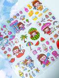 KAWAII MINI SQUARE Clear Plastic Sticker Sheets 10/100