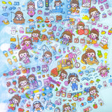 square small mini clear plastic pet sticker PET stickers sheet pack of 10 100 mixed cute kawaii stationery girl girls pink bunny bunnies rabbit rabbits pets food foods sweet sweets candy uk ocean sea seaside fruit fruits drink shopping cloud weather sun beach