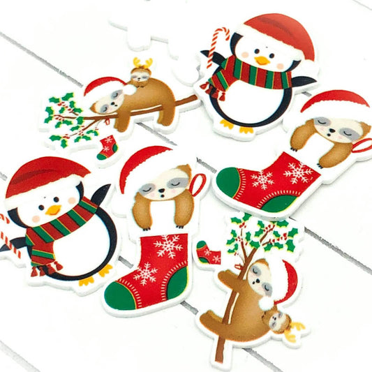 Just 30p! Christmas Acrylic Flat Back - SLOTH or PENGUIN