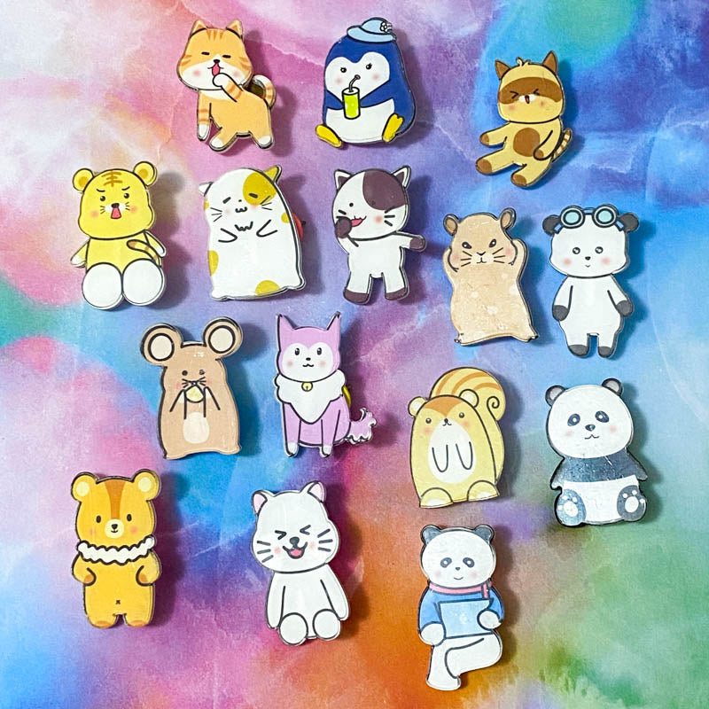 cute kawaii acrylic plastic pin brooch brooches pins badge badges animal animals fun kids stocking fillers gift gifts uk cat cats dog dogs fox hamster gerbil bear bears penguin penguins panda pandas squirrel raccoon raccoons mouse mice present ideas small little bargain