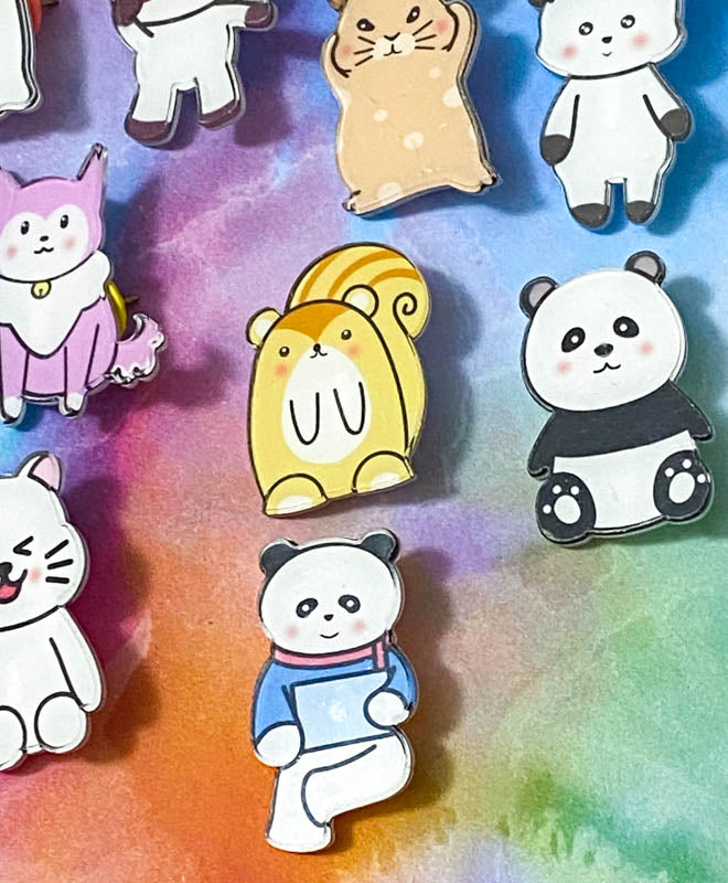 cute kawaii acrylic plastic pin brooch brooches pins badge badges animal animals fun kids stocking fillers gift gifts uk cat cats dog dogs fox hamster gerbil bear bears penguin penguins panda pandas squirrel raccoon raccoons mouse mice present ideas small little bargain