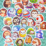 cute kawaii hedgehog hedgehogs laptopp large big decorative sticker stickers glossy uk stationery gift gifts stocking filler fillers colourful set funny pretty bright illustrations woodland animal animals