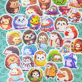 cute kawaii hedgehog hedgehogs laptopp large big decorative sticker stickers glossy uk stationery gift gifts stocking filler fillers colourful set funny pretty bright illustrations woodland animal animals