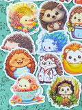 cute kawaii hedgehog hedgehogs laptopp large big decorative sticker stickers glossy uk stationery gift gifts stocking filler fillers colourful set funny pretty bright illustrations woodland animal animals