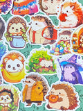 cute kawaii hedgehog hedgehogs laptopp large big decorative sticker stickers glossy uk stationery gift gifts stocking filler fillers colourful set funny pretty bright illustrations woodland animal animals