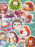 cute kawaii hedgehog hedgehogs laptopp large big decorative sticker stickers glossy uk stationery gift gifts stocking filler fillers colourful set funny pretty bright illustrations woodland animal animals