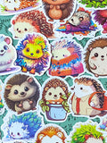 cute kawaii hedgehog hedgehogs laptopp large big decorative sticker stickers glossy uk stationery gift gifts stocking filler fillers colourful set funny pretty bright illustrations woodland animal animals