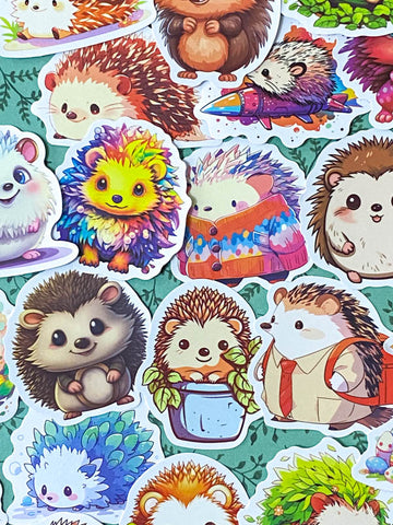 40 Cute Hedgehog Stickers, Journal Sticker, Kawaii Stickers