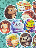 cute kawaii hedgehog hedgehogs laptopp large big decorative sticker stickers glossy uk stationery gift gifts stocking filler fillers colourful set funny pretty bright illustrations woodland animal animals