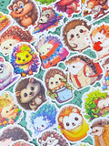 cute kawaii hedgehog hedgehogs laptopp large big decorative sticker stickers glossy uk stationery gift gifts stocking filler fillers colourful set funny pretty bright illustrations woodland animal animals