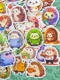 cute kawaii hedgehog hedgehogs laptopp large big decorative sticker stickers glossy uk stationery gift gifts stocking filler fillers colourful set funny pretty bright illustrations woodland animal animals