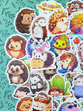 cute kawaii hedgehog hedgehogs laptopp large big decorative sticker stickers glossy uk stationery gift gifts stocking filler fillers colourful set funny pretty bright illustrations woodland animal animals