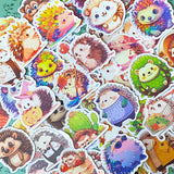 cute kawaii hedgehog hedgehogs laptopp large big decorative sticker stickers glossy uk stationery gift gifts stocking filler fillers colourful set funny pretty bright illustrations woodland animal animals