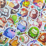 cute kawaii hedgehog hedgehogs laptopp large big decorative sticker stickers glossy uk stationery gift gifts stocking filler fillers colourful set funny pretty bright illustrations woodland animal animals