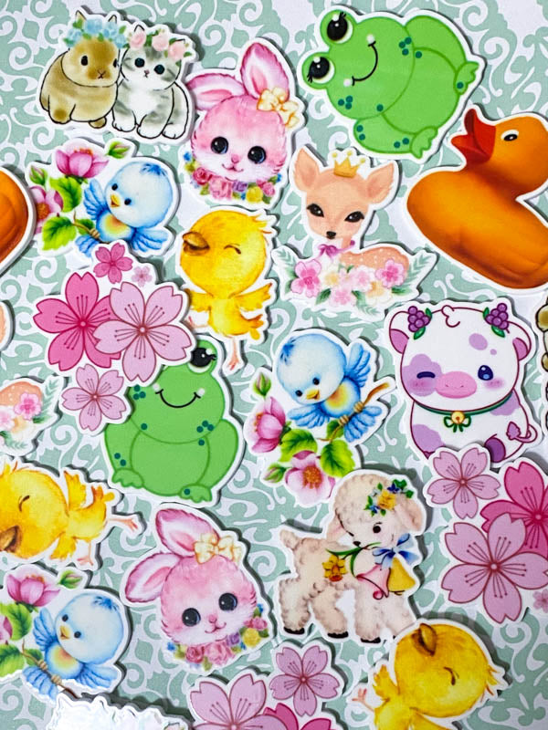 spring springtime easter cute kawaii animal flower flatback flat back planar planars large acrylic fbs uk crafts craft supplies lamb sheep cat kitten bunny rabbit bunnies rabbits blue bird birds chick duck ducks deer baby flowers cherry blossom cow lilac pink yellow green frog cows