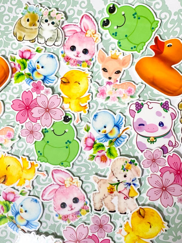 spring springtime easter cute kawaii animal flower flatback flat back planar planars large acrylic fbs uk crafts craft supplies lamb sheep cat kitten bunny rabbit bunnies rabbits blue bird birds chick duck ducks deer baby flowers cherry blossom cow lilac pink yellow green frog cows