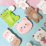 spring pastel colours colour pretty kawaii cute acrylic brooch brooches pin pins badge badges bargain gift gifts bunny rabbit easter frog bear bears frogs uk gift present easter springtime